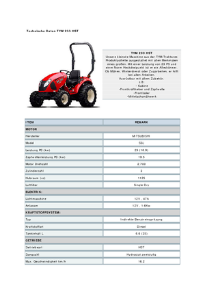 Traktory 4WD TYM T233