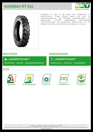Pneumatiky pro zemědělské stroje BKT AGRIMAX RT 955 270/95 R 36