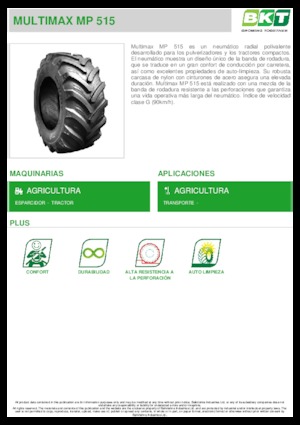 Pneumatiky pro zemědělské stroje BKT MULTIMAX MP 515 445/65 R 22.5 MPT