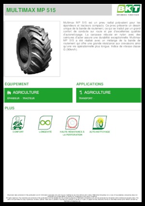 Pneumatiky pro zemědělské stroje BKT MULTIMAX MP 515 445/65 R 22.5 MPT
