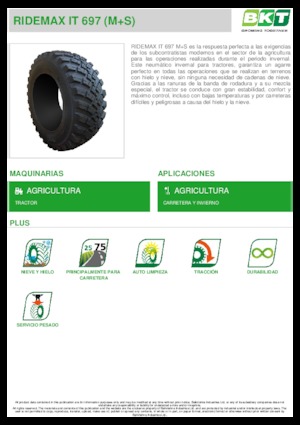 Pneumatiky pro zemědělské stroje BKT RIDEMAX IT 697 M+S 600/70 R30