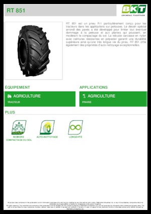 Pneumatiky pro zemědělské stroje BKT RT 851 14.9L R 20