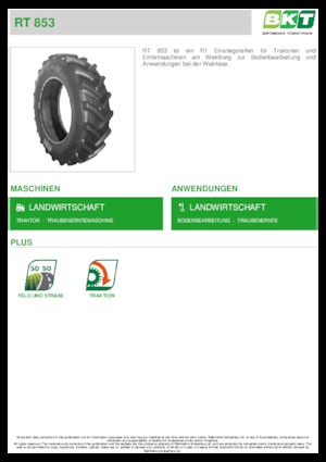 Pneumatiky pro zemědělské stroje BKT RT 853 520/85 R 38