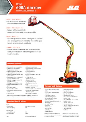 Kolové kloubové pracovní plošiny JLG 600AN