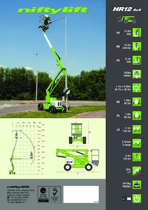 Kolové kloubové pracovní plošiny Niftylift HR12DE