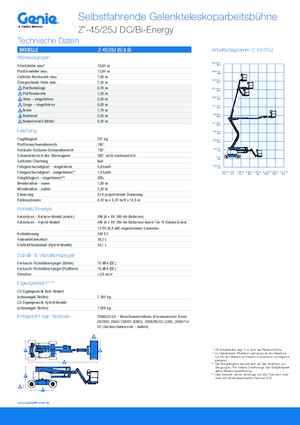 Kolové kloubové pracovní plošiny Genie Z-45/25J Bi-Energy