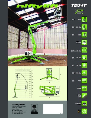 Pásové kloubové pracovní plošiny Niftylift TD34T