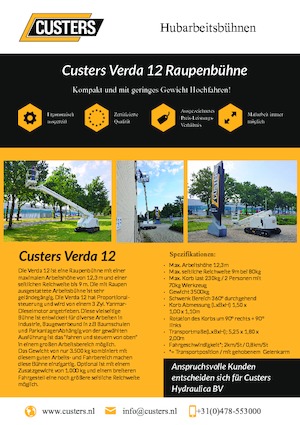 Pásové teleskopické pracovní plošiny Custers Verda 12