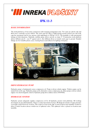 Přívěsné kloubové pracovní plošiny Inreka IPK 11-3