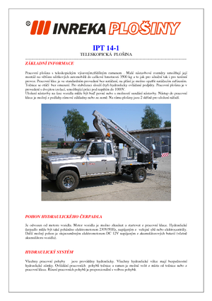 Autoplošiny s teleskopickým výložníkem Inreka IPT 14-1