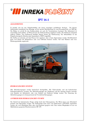 Autoplošiny s teleskopickým výložníkem Inreka IPT 16-1