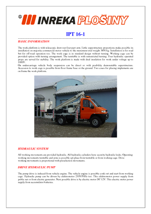 Autoplošiny s teleskopickým výložníkem Inreka IPT 16-1