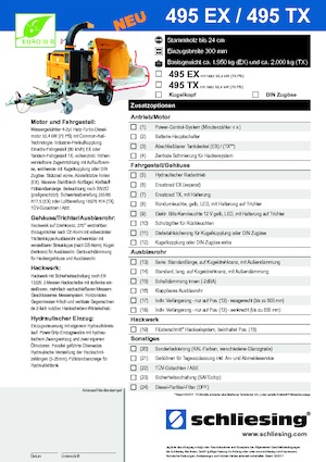 Štěpkovače Schliesing 495 TX