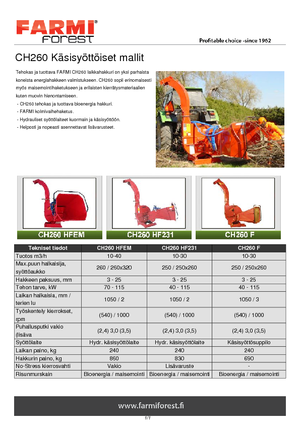 Štěpkovače Farmi CH 260 HFC