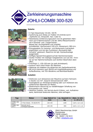 Štěpkovače Johli Combi 300 - 520 D