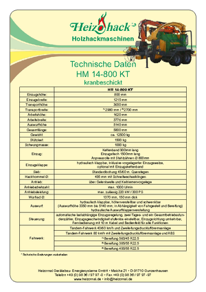 Štěpkovače Heizohack HM 14-800 KT 