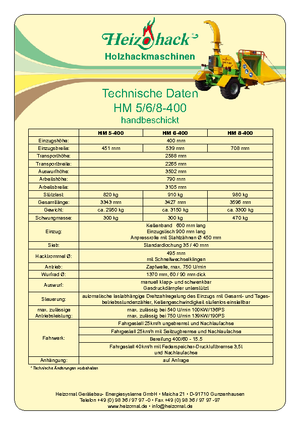 Štěpkovače Heizohack HM 8-400