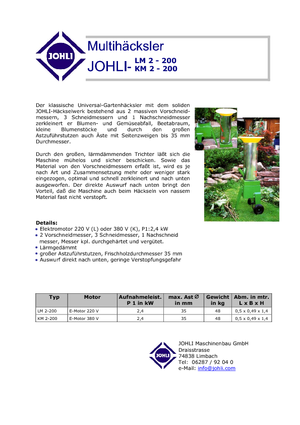 Štěpkovače Johli LM 2-200