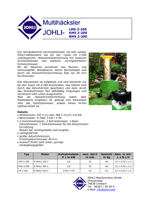 Štěpkovače Johli BMS 2-20