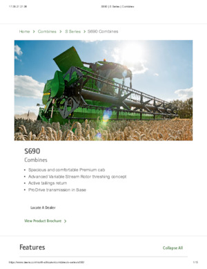 Sklízecí mlátičky John Deere S 690 H