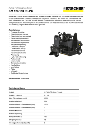 Kompaktní zametače Kärcher KM 120/150 R Lpg