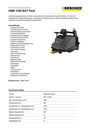 Kompaktní zametače Kärcher KMR 1250 BAT Pack
