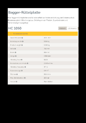 Vibrační desky montovatelné Epiroc HC 1050 