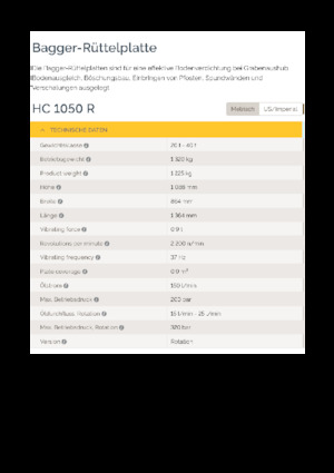 Vibrační desky montovatelné Epiroc HC 1050 R 