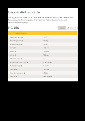Vibrační desky montovatelné Epiroc HC 150 