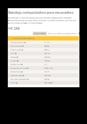 Vibrační desky montovatelné Epiroc HC 150 