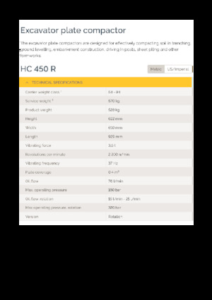 Vibrační desky montovatelné Epiroc HC 450 R 