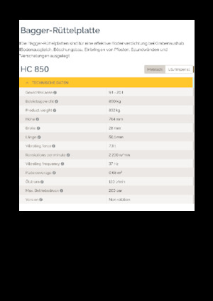 Vibrační desky montovatelné Epiroc HC 850 