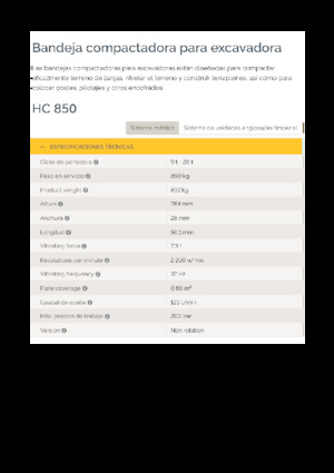 Vibrační desky montovatelné Epiroc HC 850 