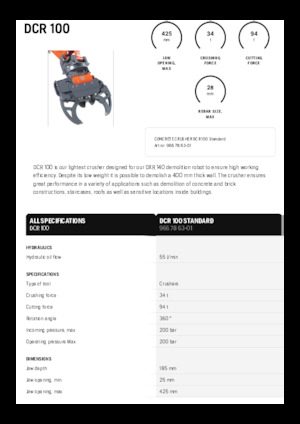 Demoliční drtiče Husqvarna DCR 100