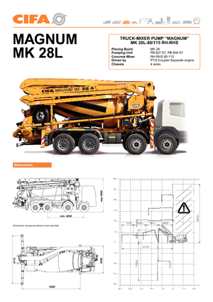 Autočerpadla s domíchávačem betonu CIFA Magnum MK 115/28 L