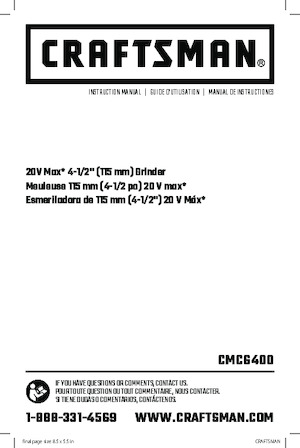 Akumulátorové úhlové brusky Craftsman CMCG400B