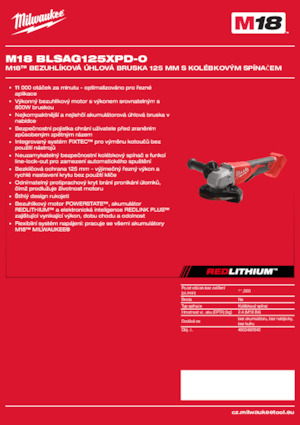 Akumulátorové úhlové brusky Milwaukee M18 BLSAG125XPD-0