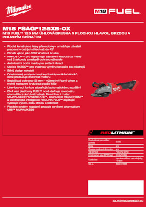 Akumulátorové úhlové brusky Milwaukee M18 FSAGF125XB-0X