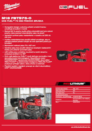 Akumulátorové pásové brusky Milwaukee M18 FBTS75-0