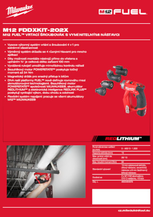 Akumulátorové vrtačky a vrtací šroubováky Milwaukee M12 FDDXKIT-202X