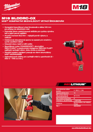 Akumulátorové vrtačky a vrtací šroubováky Milwaukee M18 BLDDRC-0X