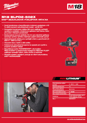 Akumulátorové vrtačky a vrtací šroubováky Milwaukee M18 BLPD2-502X