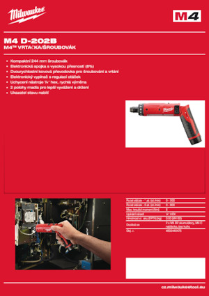 Akumulátorové vrtačky a vrtací šroubováky Milwaukee M4 D-202B