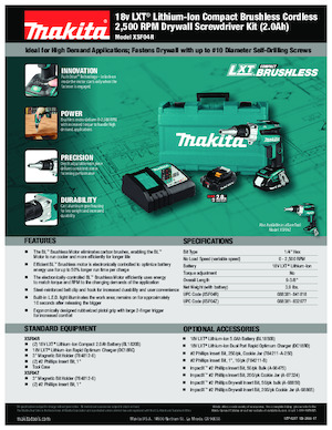 Akumulátorové vrtačky a vrtací šroubováky Makita XSF04Z
