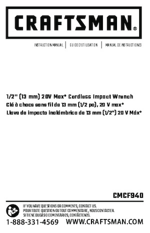 Akumulátorové rázové utahováky a šroubováky Craftsman CMCF940M1