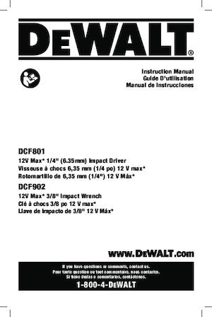 Akumulátorové rázové utahováky a šroubováky DEWALT DCF801B
