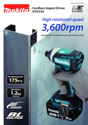 Akumulátorové rázové utahováky a šroubováky Makita DTD154