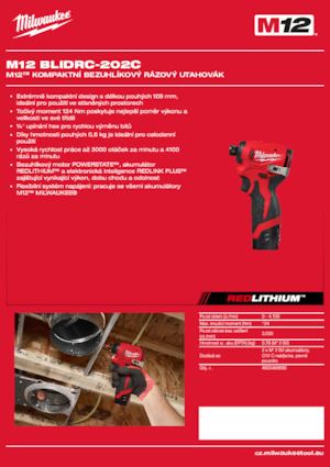 Akumulátorové rázové utahováky a šroubováky Milwaukee M12 BLIDRC-202C