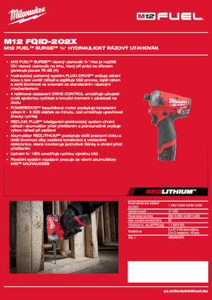 Akumulátorové rázové utahováky a šroubováky Milwaukee M12 FQID-202X