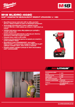 Akumulátorové rázové utahováky a šroubováky Milwaukee M18 BLIDRC-402C